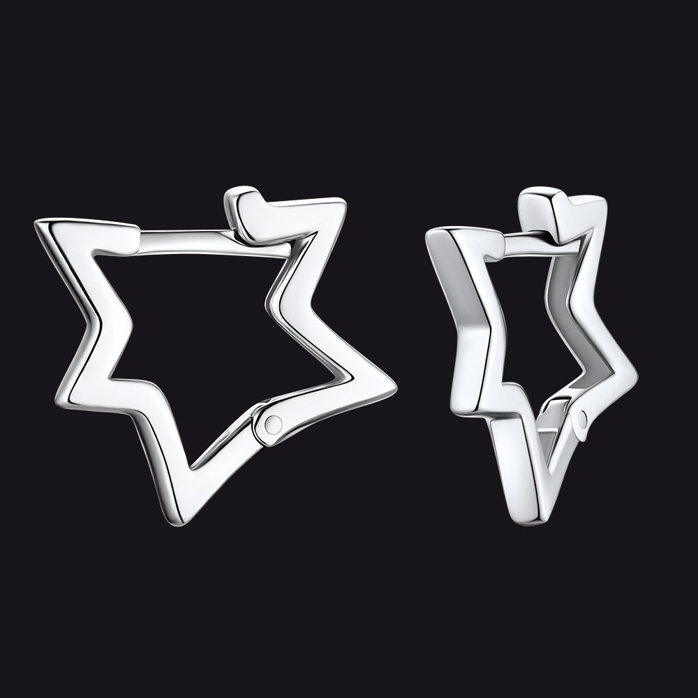 Sterling Star Hoop Earrings