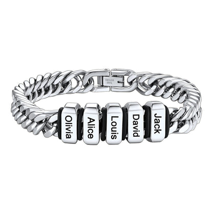 Steel Name Bead Bracelet