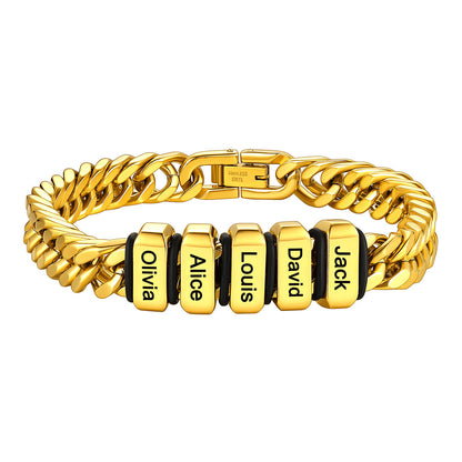 Steel Name Bead Bracelet Gold Plated