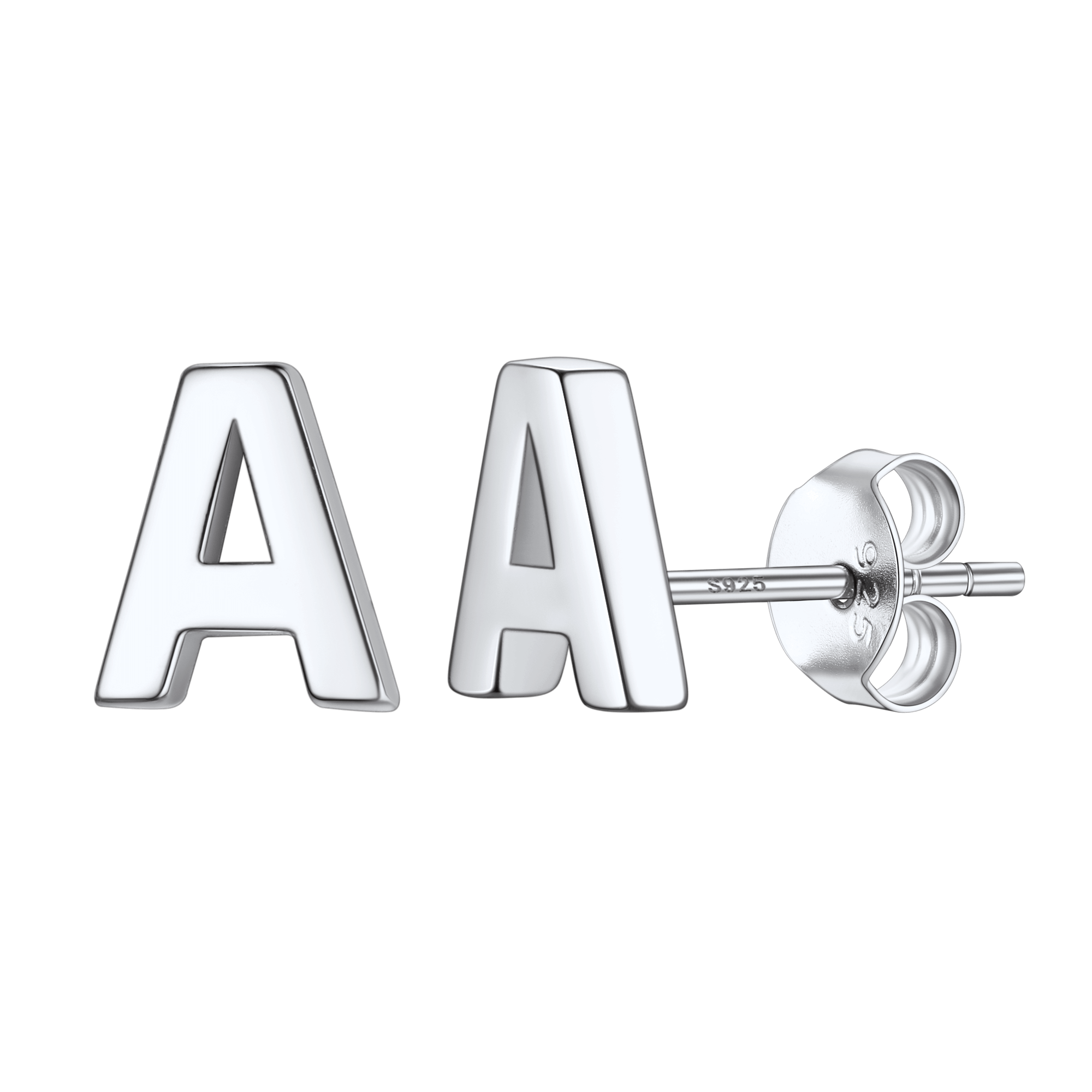 Sterling Tiny Initial Letter Earrings Alphabet Studs
