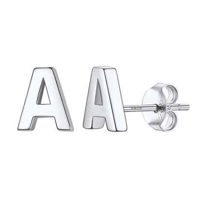 Sterling Silver Trendy Initial A-Z Letter Earrings for Women Men