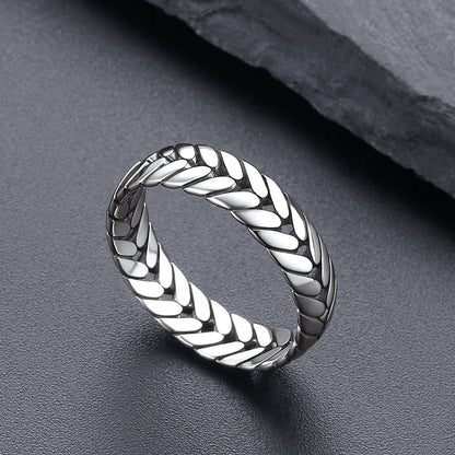 Sterling Silver Chunky Wheat Chain Band Rings 5MM Wide for Men Women