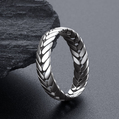Sterling Silver Chunky Wheat Chain Band Rings 5MM Wide for Men Women