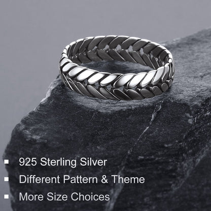 Sterling Silver Chunky Wheat Chain Band Rings 5MM Wide for Men Women