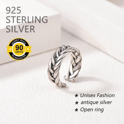 Flash Sale Sterling Silver S925 Stripe Open Ring