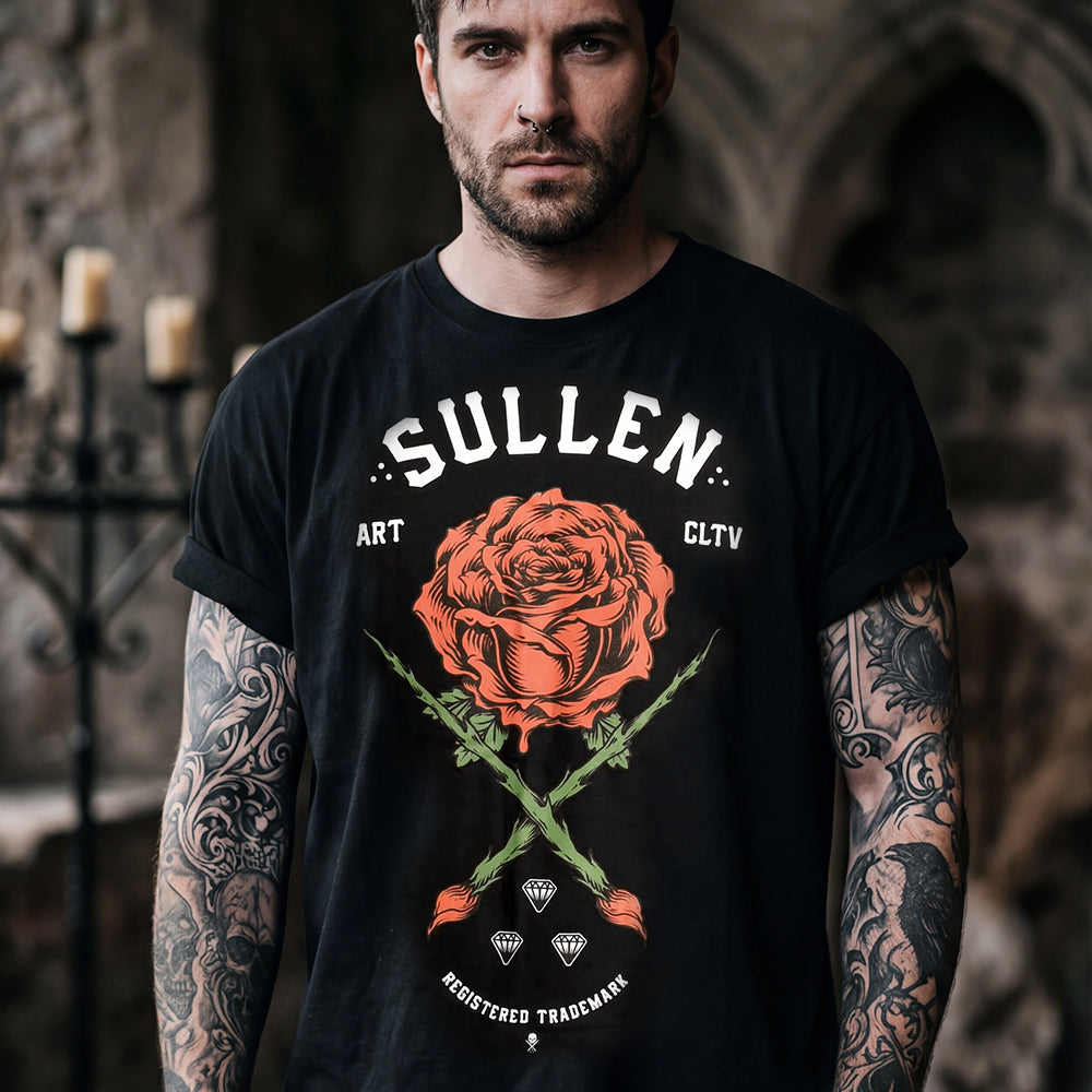 Sullen Clothing Rose T-Shirt Streetwear Heavyweight Tee for Men