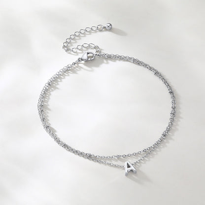 Initial Anklet - Layered Summer Beach Jewelry