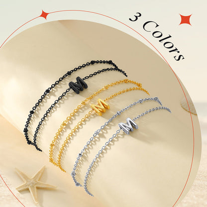Initial Anklet - Layered Summer Beach Jewelry