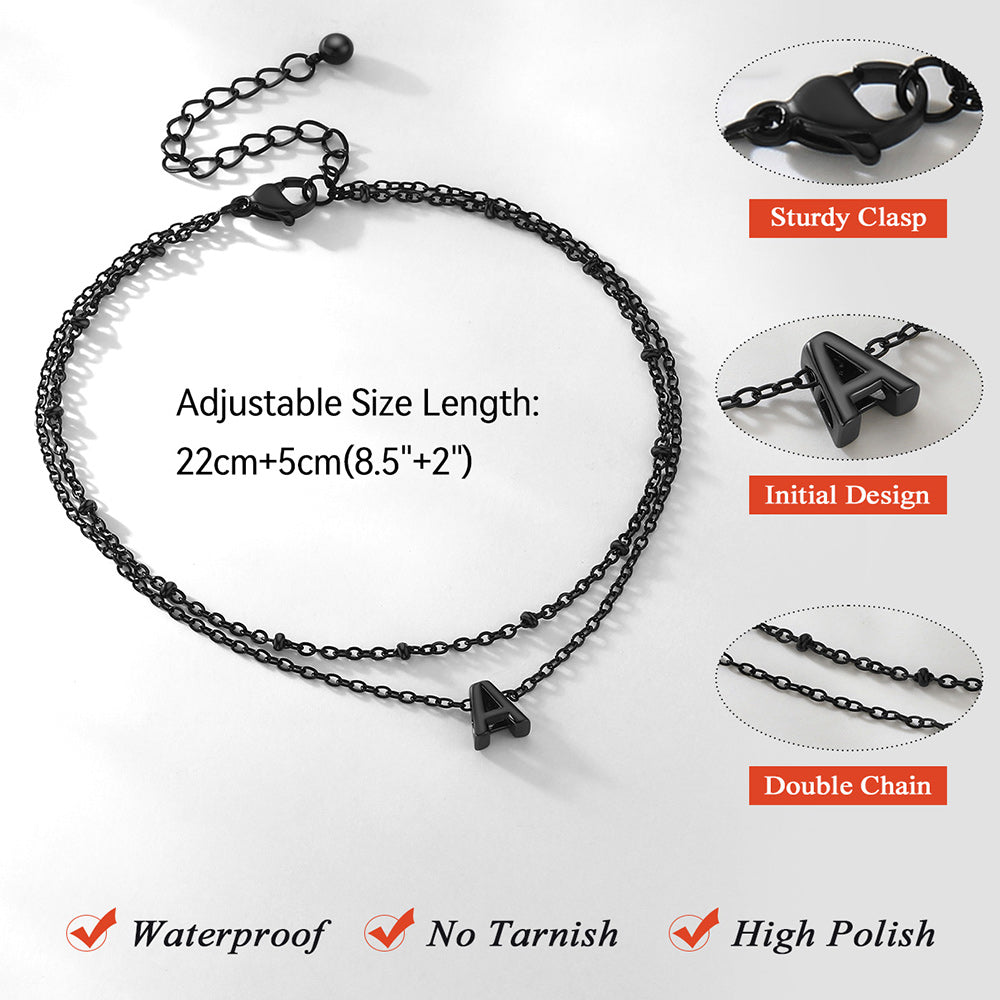 Initial Anklet - Layered Summer Beach Jewelry