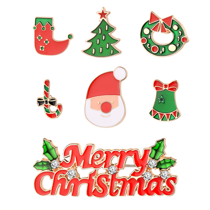 7-Piece Christmas Enamel Pin Set Full Collection