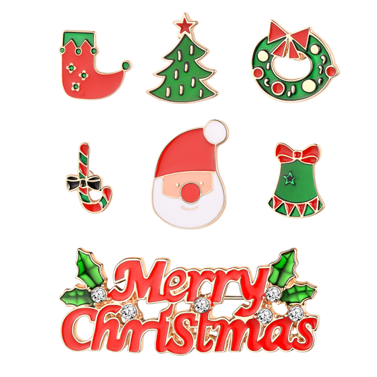 7-Piece Christmas Enamel Pin Set Full Collectionimg