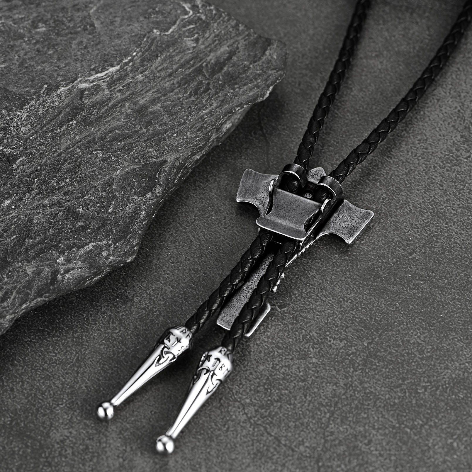 FaithHeart Thor's Hammer Genuine Leather Necktie FaithHeart