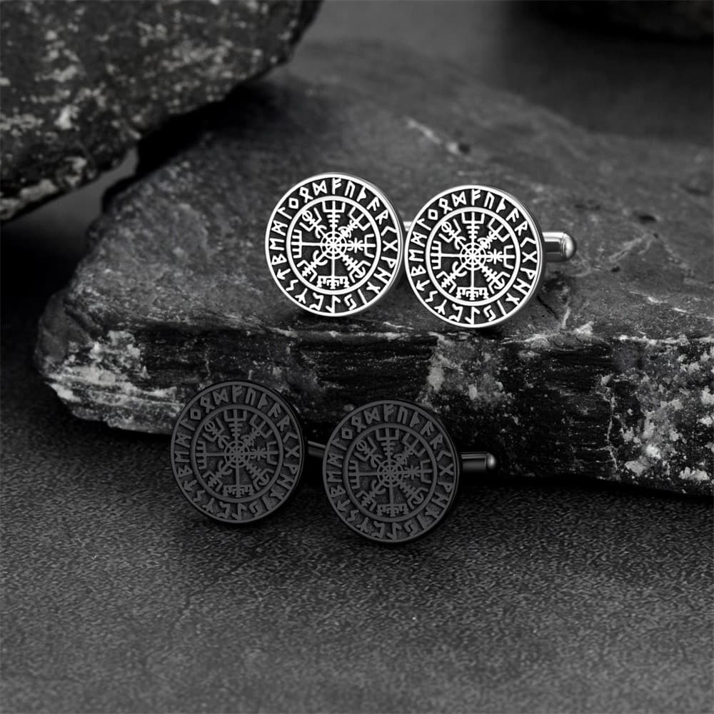 FaithHeart Nordic Viking Rune Compass Amulet Cufflinks FaithHeart