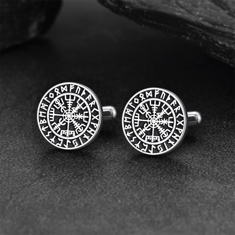 FaithHeart Nordic Viking Rune Compass Amulet Cufflinks FaithHeart