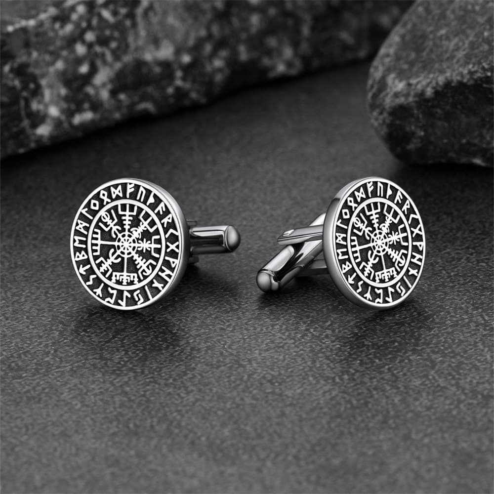 FaithHeart Nordic Viking Rune Compass Amulet Cufflinks FaithHeart