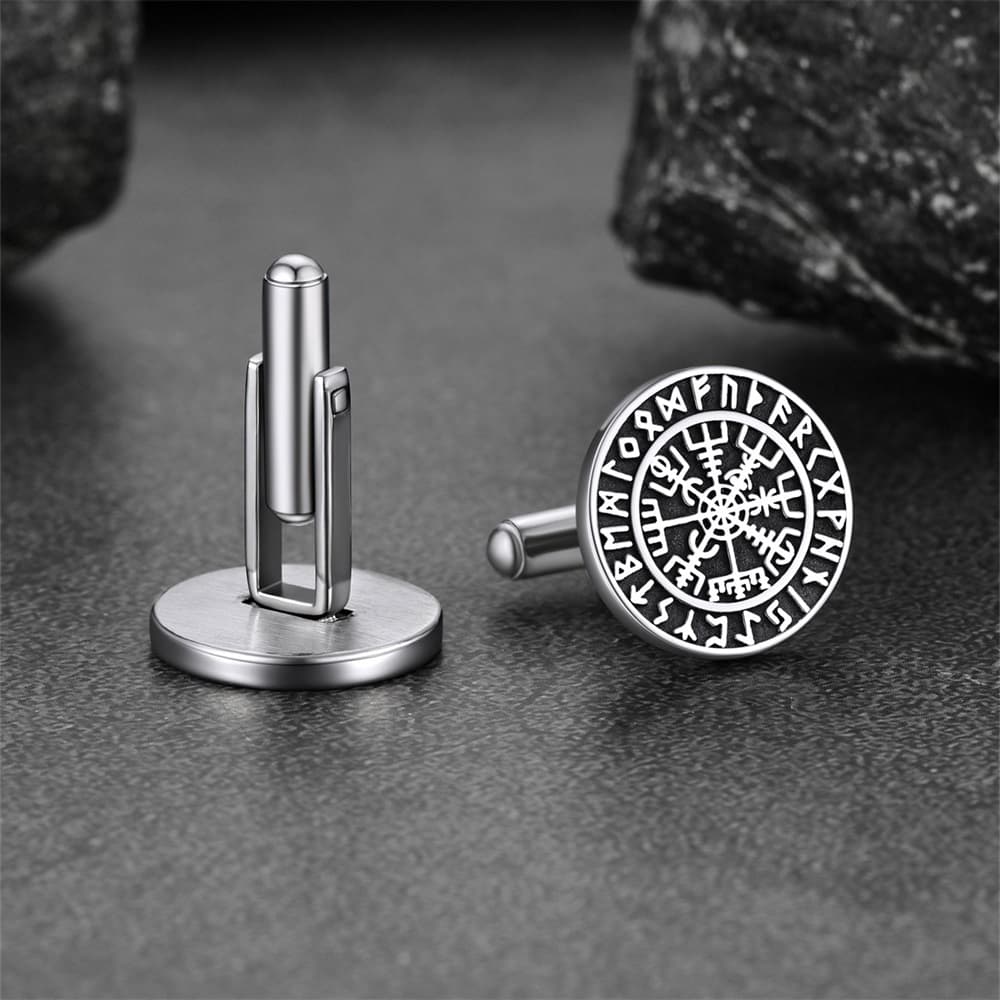 FaithHeart Nordic Viking Rune Compass Amulet Cufflinks FaithHeart