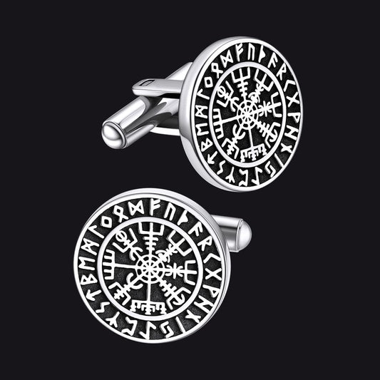 FaithHeart Nordic Viking Rune Compass Amulet Cufflinks FaithHeart