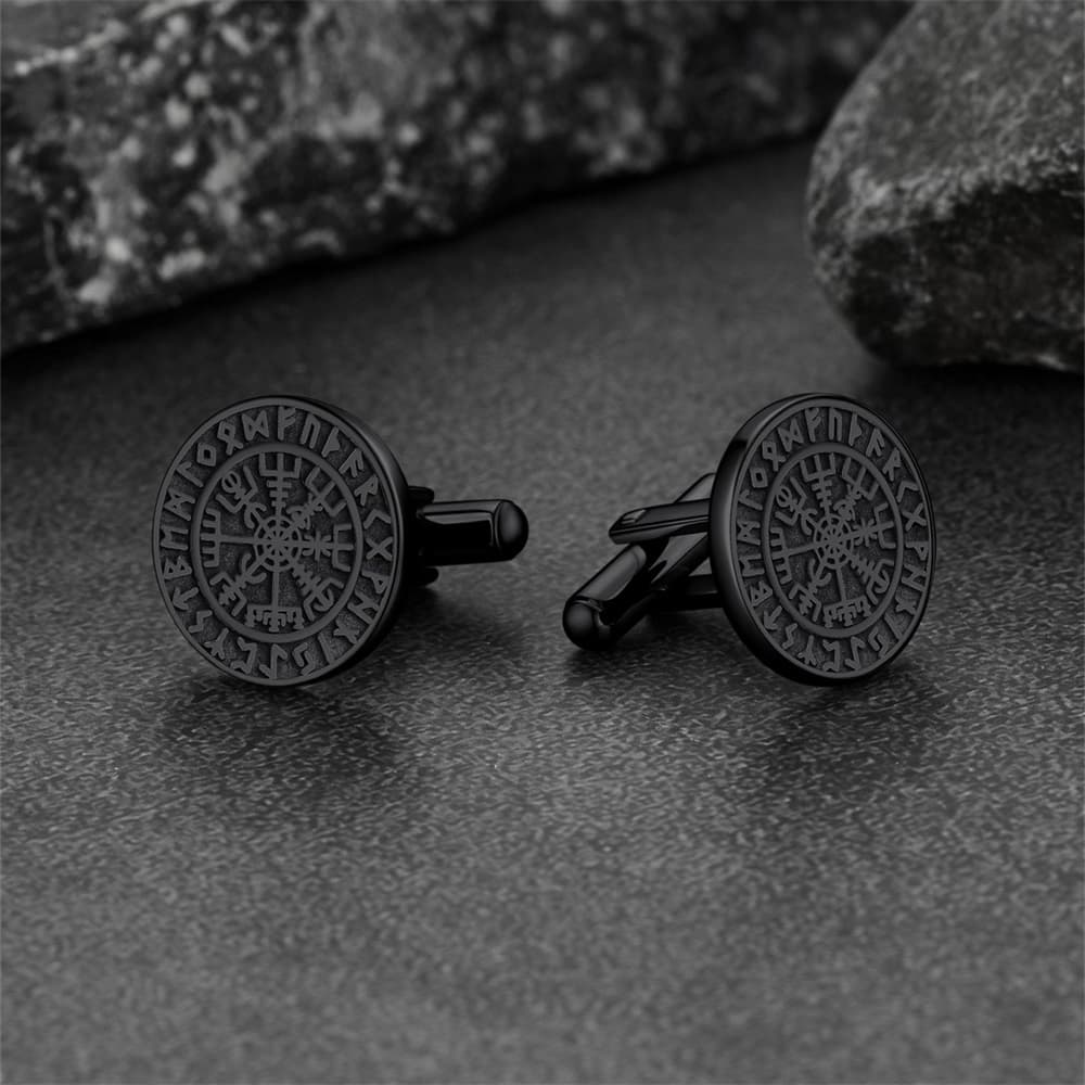 FaithHeart Nordic Viking Rune Compass Amulet Cufflinks FaithHeart