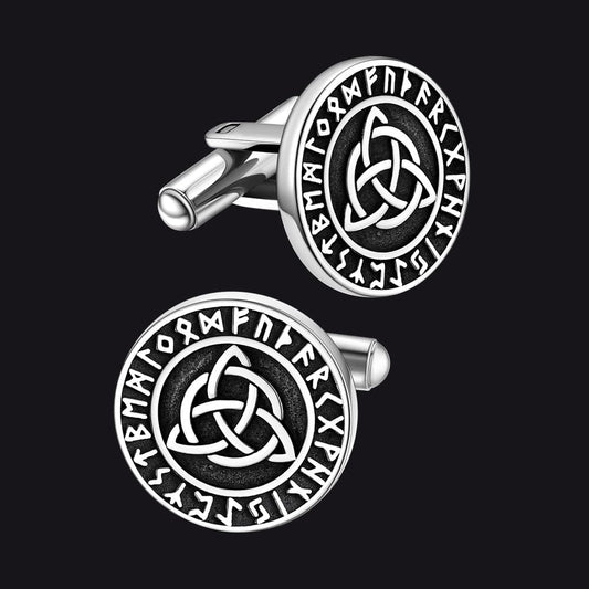 FaithHeart Nordic Viking Rune Celtic Knot Amulet Cufflinks FaithHeart