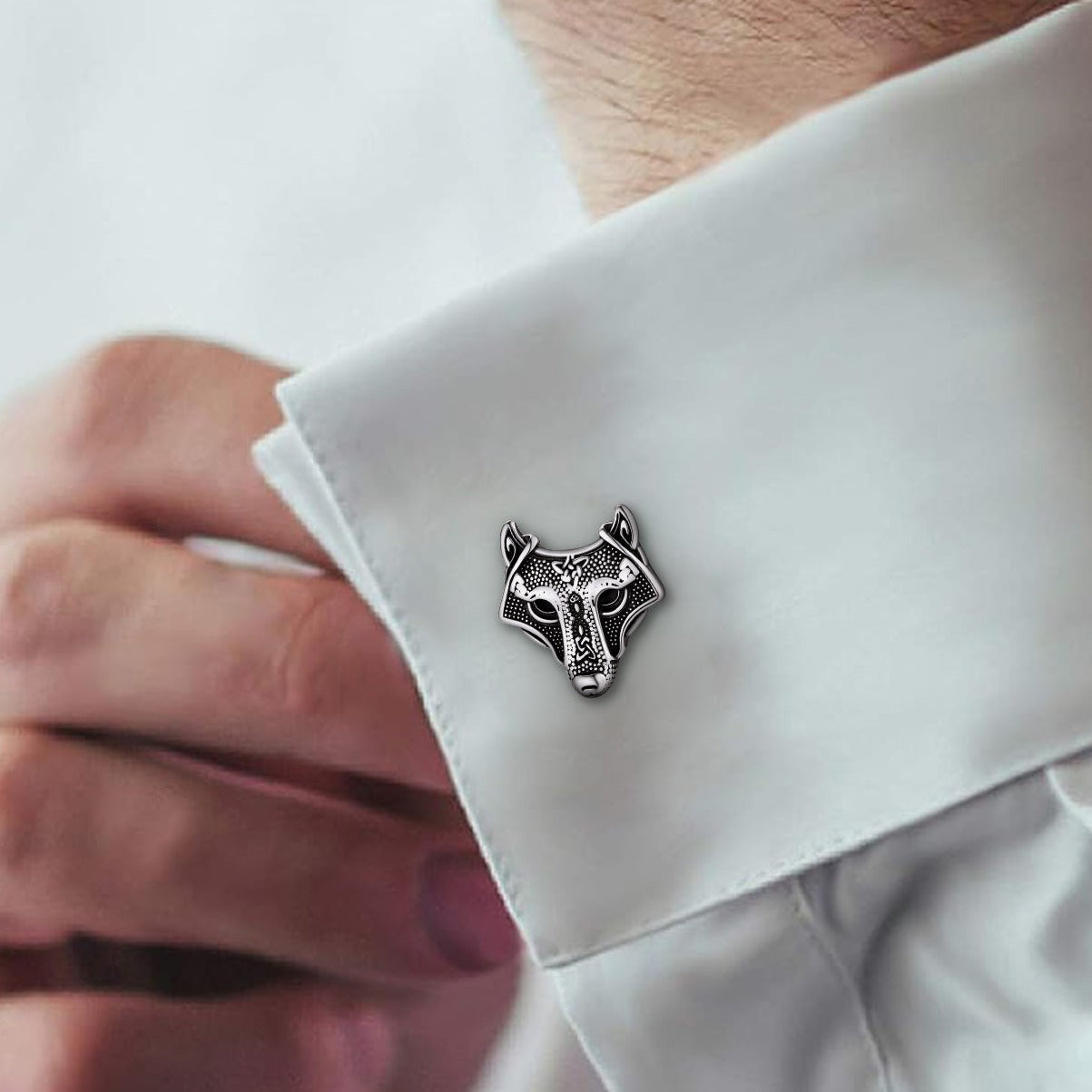 Norse Viking Celtic Wolf Cufflinks For Men FaithHeart