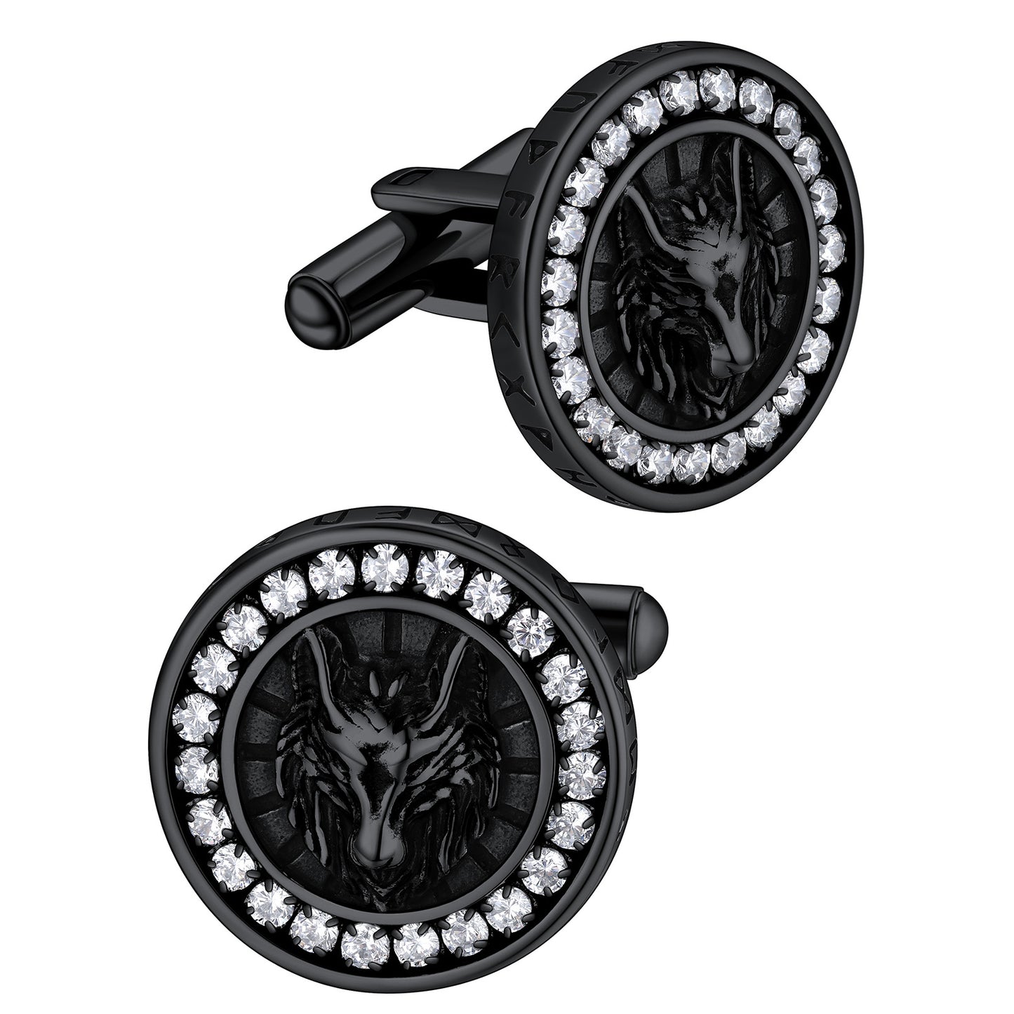 Norse Viking Wolf CZ Cufflinks for Men FaithHeart Jewelry