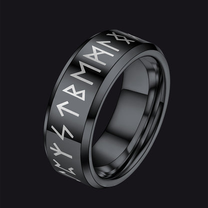 FaithHeart Norse Runes Viking Stainless Steel Ring FaithHeart
