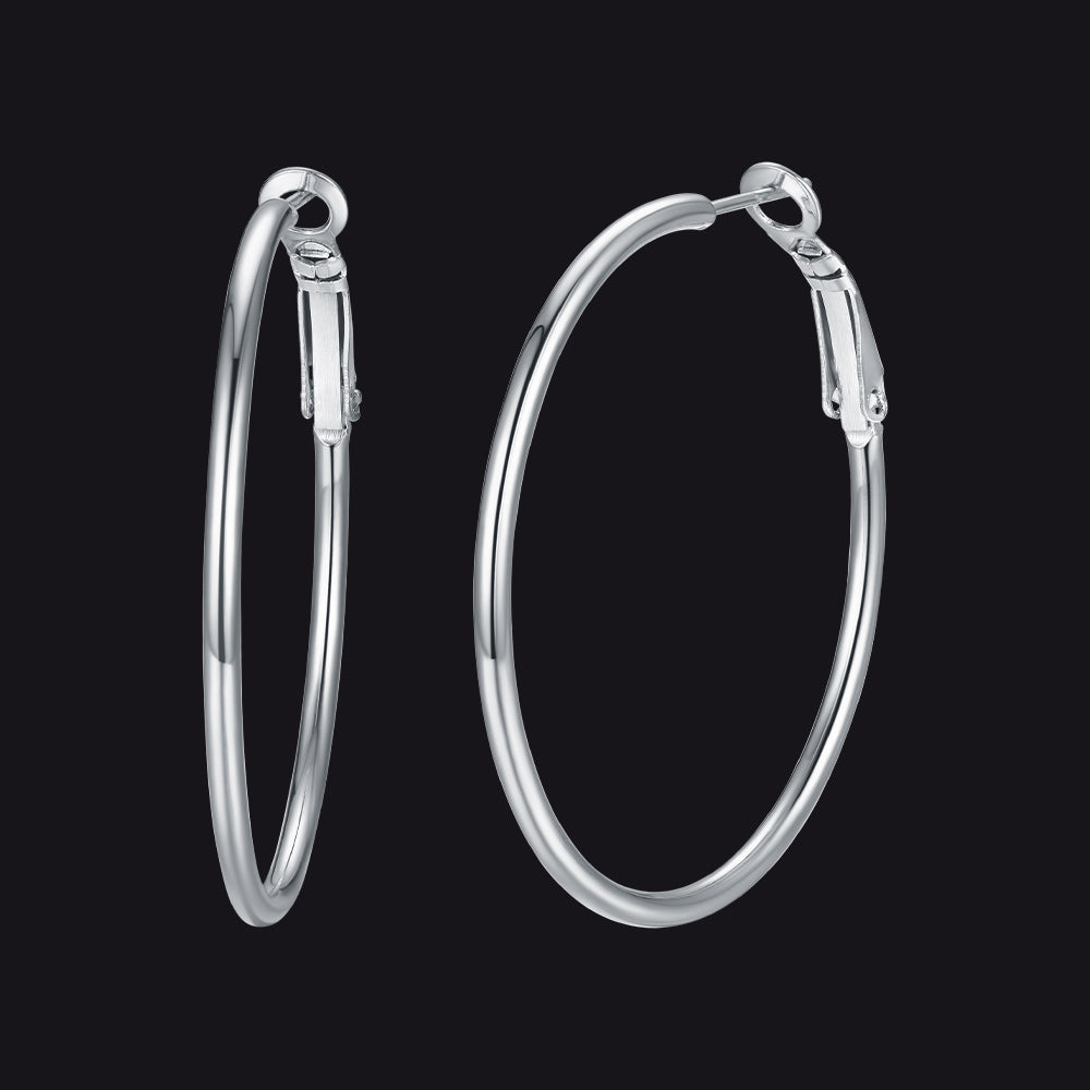 Große Creolen aus Edelstahl für Damen, 30/50/80/100 mm