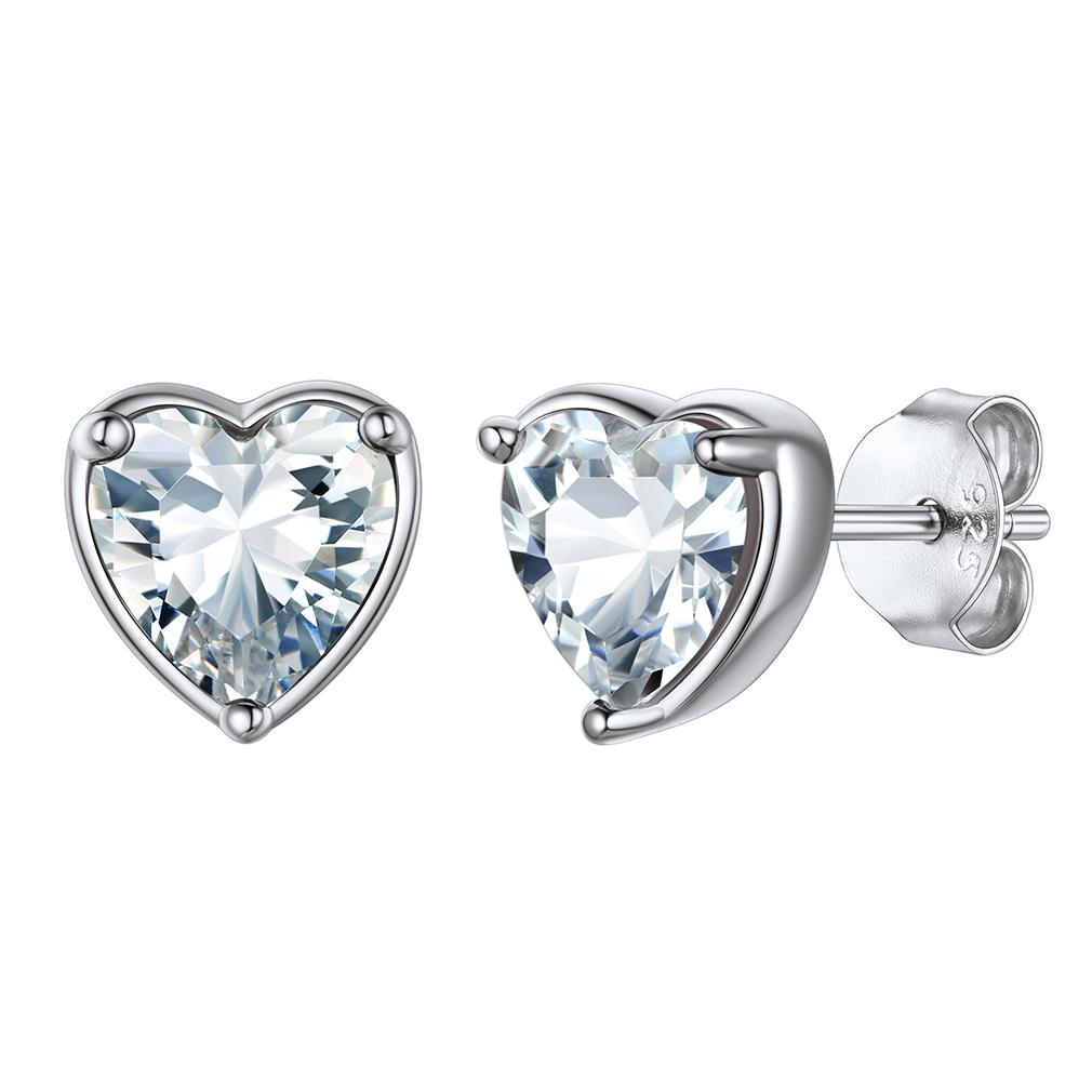 Sterling Silver January Garnet Stud Earrings Women Heart Shape Birthstone BIRTHSTONES JEWELRY