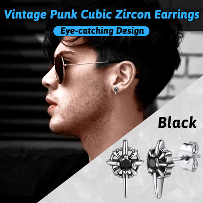 Flash Sale Gothic North Star Onyx Stud Earrings For Men