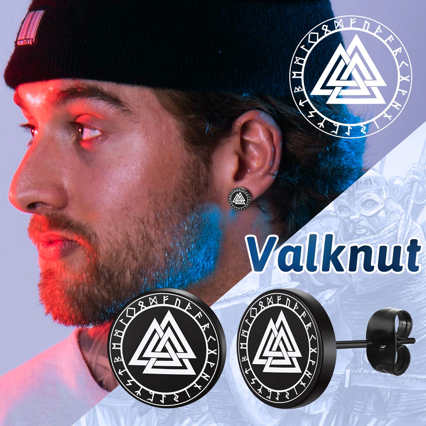 Vente Flash Boucles d'oreilles Viking Wolf Ensemble de boucles d'oreilles Valknut 