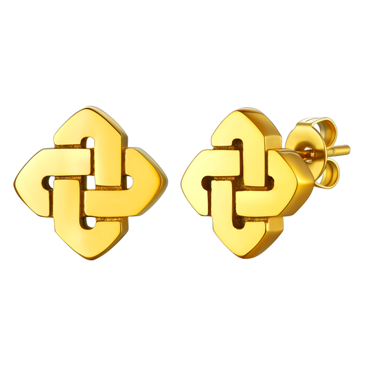 Gold Celtic knot stud earrings for men, stainless steel jewelryimg