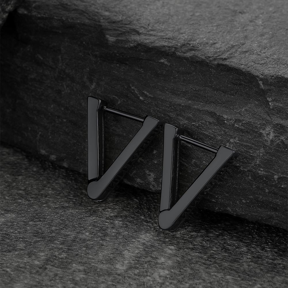 FaithHeart Viking Runes Triangle Huggie Hoop Earrings For Men FaithHeart