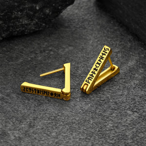FaithHeart Viking Runes Triangle Huggie Hoop Earrings For Men FaithHeart