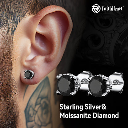 FaithHeart Moissanite Stud Earrings S925 Sterling Silver Round Cut FaithHeart