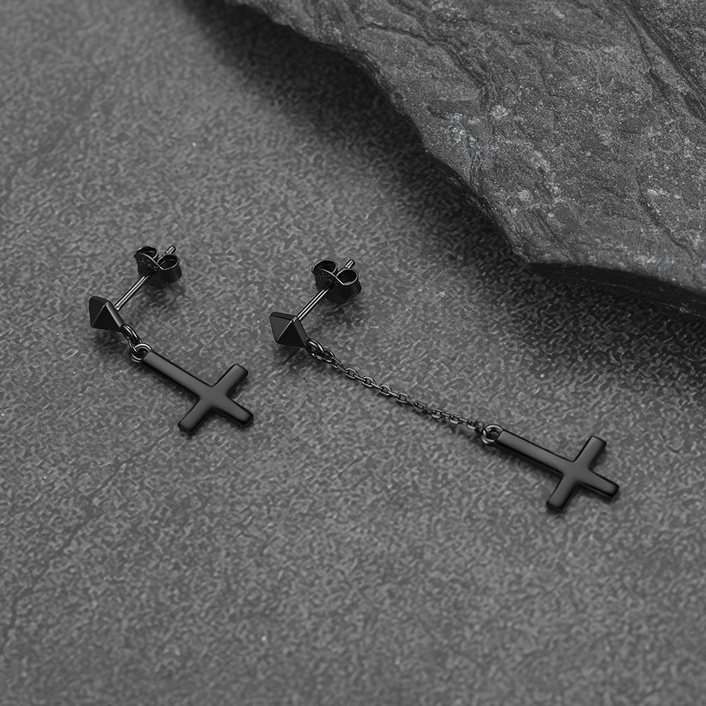 FaithHeart Sterling Silver Inverted Cross Dangle Earrings Stud FaithHeart