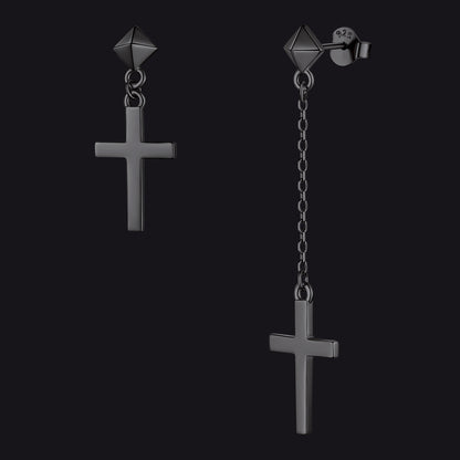FaithHeart Asymmetry Cross Dangle Earrings Studs FaithHeart