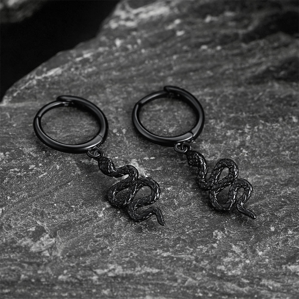 FaithHeart Snake Dangle Earrings Stainless Steel Gothic Earrings FaithHeart