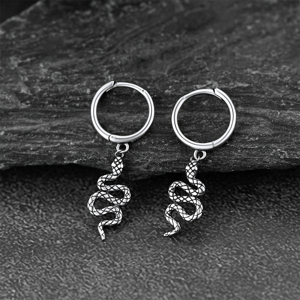 FaithHeart Snake Dangle Earrings Stainless Steel Gothic Earrings FaithHeart