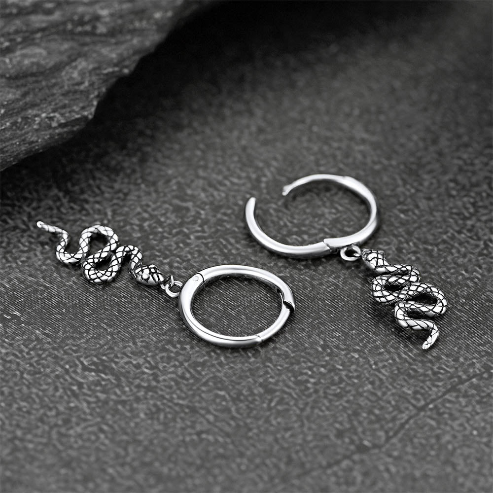 FaithHeart Snake Dangle Earrings Stainless Steel Gothic Earrings FaithHeart