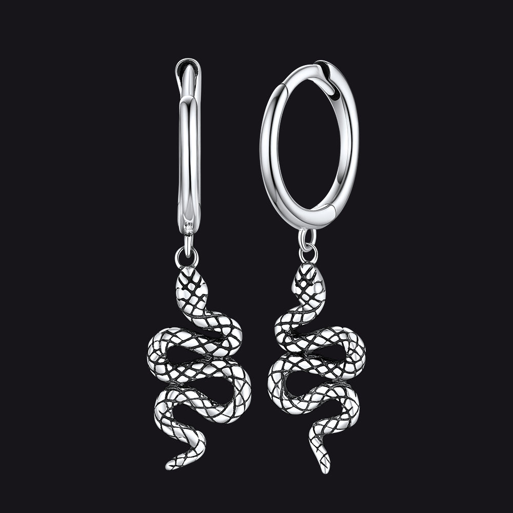 FaithHeart Snake Dangle Earrings Stainless Steel Gothic Earrings FaithHeart