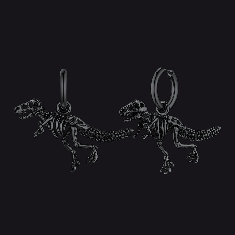 FaithHeart T-Rex Dinosaur Skull Punk Drop Earrings Vintage Dino Skeleton Earrings FaithHeart