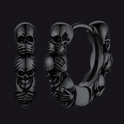 FaithHeart Gothic Skull Sterling Silver Hoop Earrings For Men FaithHeart