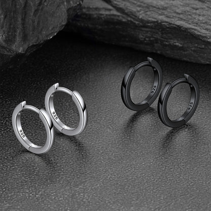 Classic Sterling Silver Huggie Hoop Earrings for Men