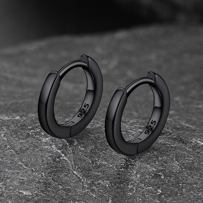 Classic Sterling Silver Huggie Hoop Earrings for Men