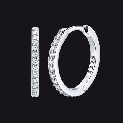 Sparkling Diamond Cartilage Huggie Hoop Earrings for Women in Sterling Silver