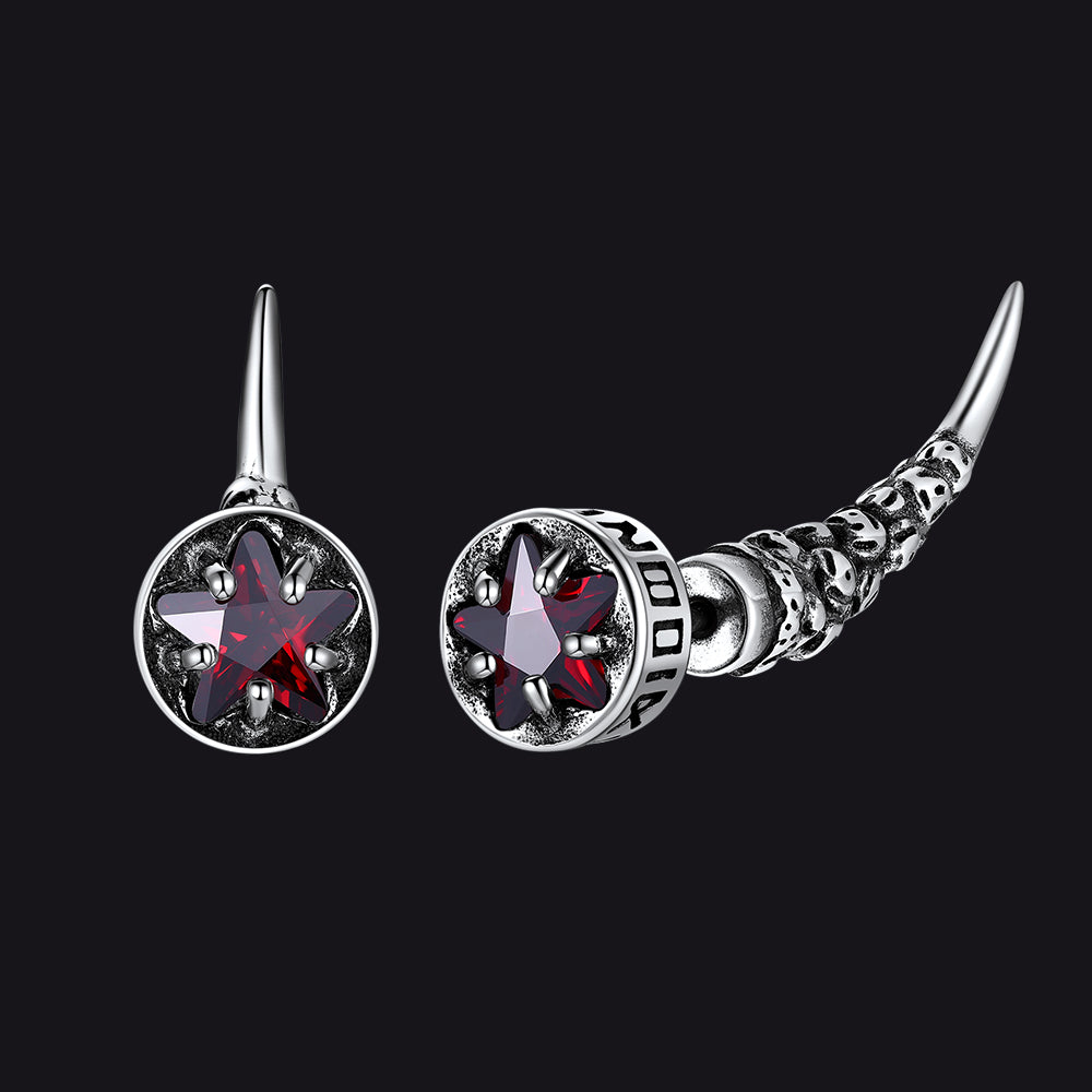 Pair of silver earrings with star-shaped gemstones