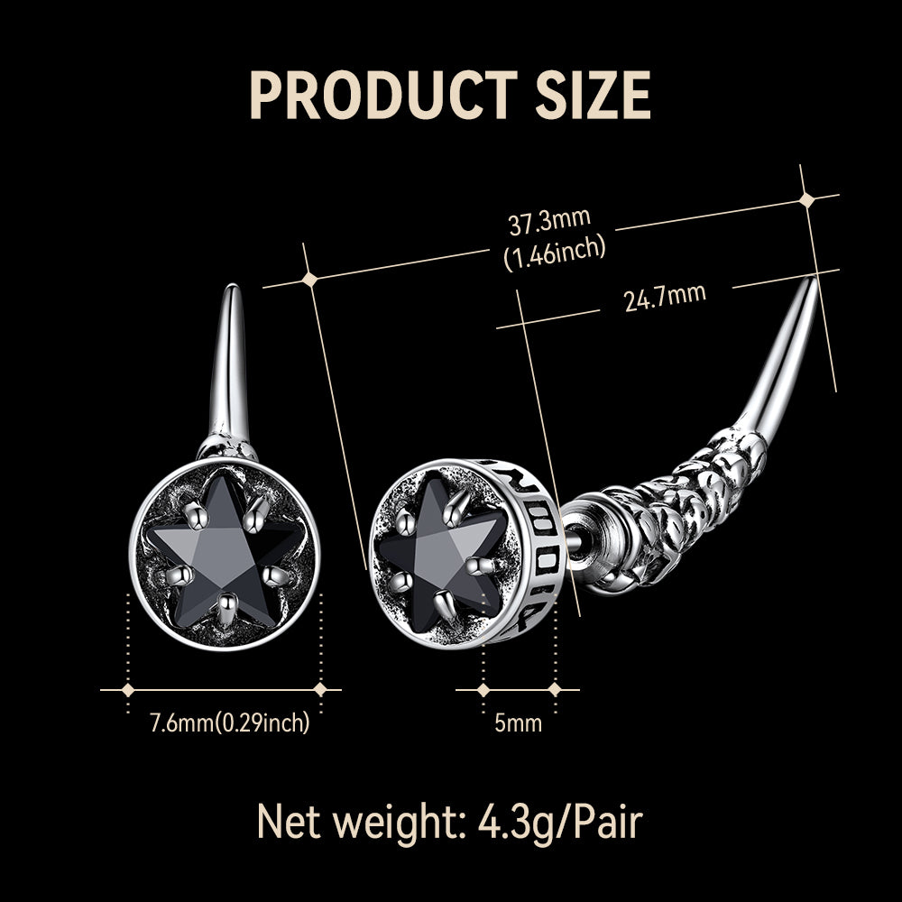 Product size chart for a pair of earrings with measurements and weight details 
