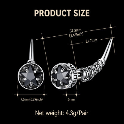 Product size chart for a pair of earrings with measurements and weight details 