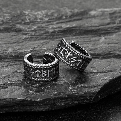 Viking rune clip-on ear cuff in stainless steel, no piercing needed