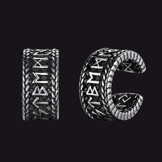 Viking runes ear cuff earring with Norse symbols, non-pierced styleimg